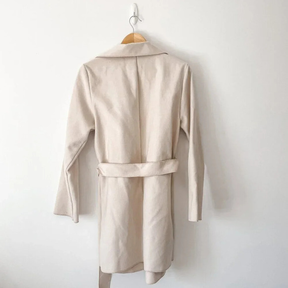 Le Chateau Open Front Long Line Duster Cardigan Coat Off White Cream Size Small - Picture 5 of 8